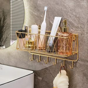 Haken badkamersrek ponsenvrije toiletwandopslag cosmetica en huidverzorgingsproducten badbal smeedijzeren hanger plank