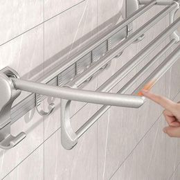 Haken badkamer handdoek Rail Bath Organizer planken opbergdoeken Hanger aluminium douche-gel shampoo rek muur geen boorbaarbaar