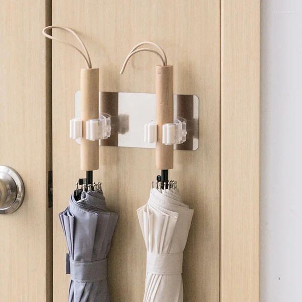 Ganchos para baño, gancho impermeable, autoadhesivo, soporte multiusos para fregona, organizador montado en la pared, estante, cepillo, colgador para escoba, Cocina