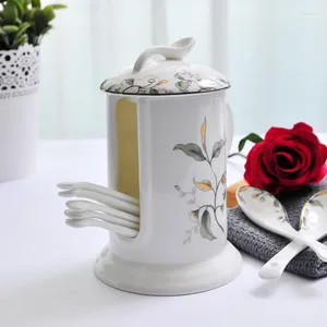 Haken Bone China Lepel Kooi Buisdoos Opbergemmer Porselein Kleine Magot Keramische Tafel Met Koof