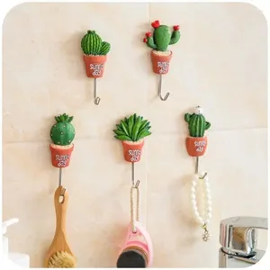 Hooks Cactus en acier inoxydable crochet Strong Non-Stick Kitchen Free Nail-Porte sans trace Mur arrière petit collant