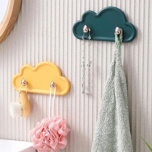Haken creatieve wolkenvorm dubbele muur gemonteerde plastic sleutel houder zelfklevende stickey jas handdoekhanger organisator voor badkamer