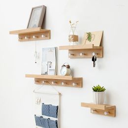 Haken creatieve sleufpartitie plank muur hangende bamboe haak laminaat badkamer accessoires organisator