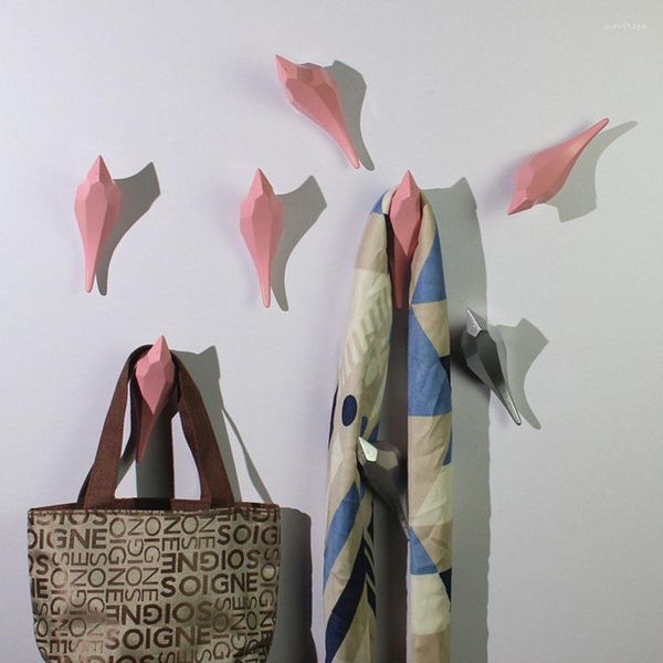 Crochets de décoration murale en forme d'oiseau, mignon, décoration de pièce, cintre pour vêtements en trois dimensions, porte-clés en résine, organisateurs de rangement