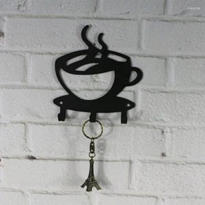 Crochets de porte en métal noir, porte-clé en forme de tasse de café, support mural de salle de bains, organisateur de cintre de décoration