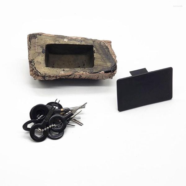 Ganchos Caja de seguridad con llave de piedra falsa Jardín Oculto Oculto en almacenamiento de seguridad Rock Mini Cajas fuertes Locker Stash al aire libre