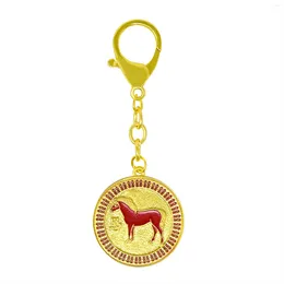 Hooks Feng Shui Horse Peach Blossom Amulet Bonne Fortune Keychain