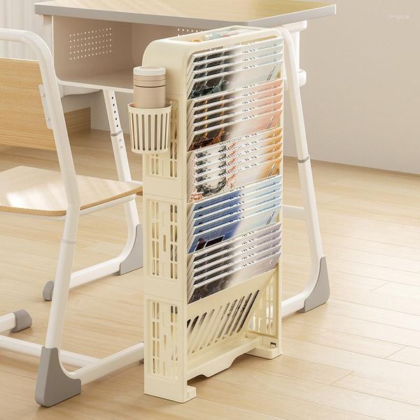 Hooks Rangement de librairie pliable Storage Artefact Table Étudiant Partition Multifonctionnel Partition Five-couche Classroom Book Organizer