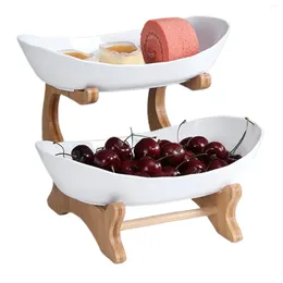 Hooks Fruit Bowl 2 Tier Panier de comptoir de niveau Scandinave Rack de serveur de nourriture amovible pour la cuisine
