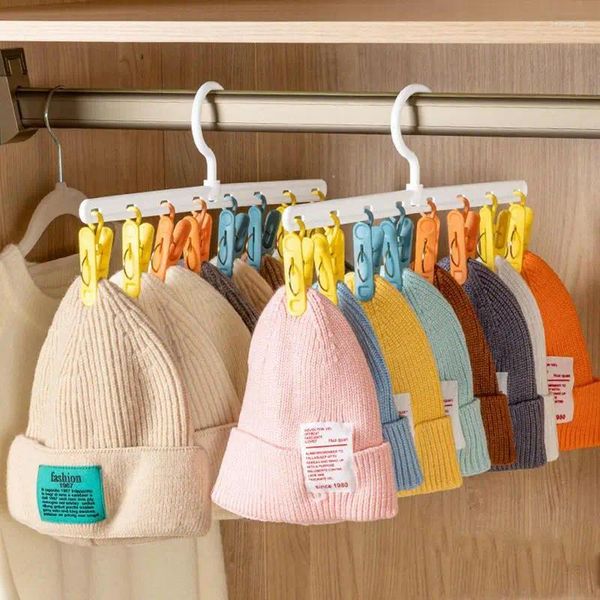 Hooks Hat Hanger 8 clips Organisateur Rack Clace Coat serviette Adhésif pour salle de bain murale Accessoires de cuisine