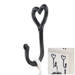 Ganchos Gancho en forma de corazón Colgador de hierro fundido Montado en la pared Corazón negro Colgante Gato/Llave/Coaowel Baño Cocina Decoración del hogar