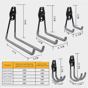 Crochets Crochet en métal robuste Support mural Organisateur de garage Pelle à vélo Marteau Cintre Échelles Outil de jardin Rangement antidérapant Iron233U