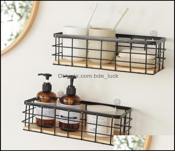 Hooks Organisation de ménage Garden Hooks Rails Ins Style Paniers de rangement en fer Wallmounted Racks Metal Organizer Esagède en bois 8640787