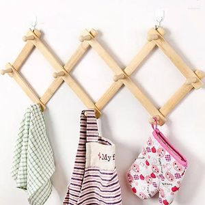 Hooks keuken bamboe opvouwbare haak huishouden muur gemonteerde sleutels hoed tas kleding handdoek organizer hangende rek ruimtebesparing