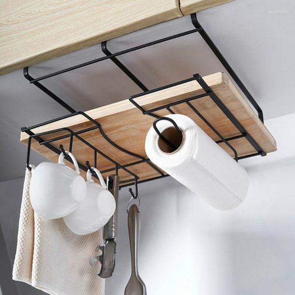 Crochets de cuisine suspendus sous l'étagère de l'armoire support de planche à découper ustensiles organisateur de stockage de serviettes couvercle de Pot