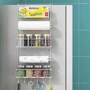 Crochets cuisine réfrigérateur étagère organisateur suspendu réfrigérateur côté supports de rangement mur épices organisateurs porte-serviettes en papier