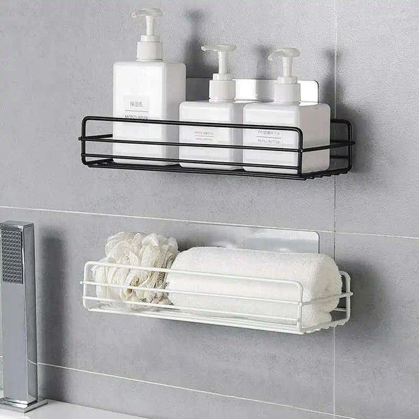 Crochets en métal étagère de salle de bain douche support mural shampooing support de stockage avec ventouse pas de perçage cuisine coin organisateur support outils