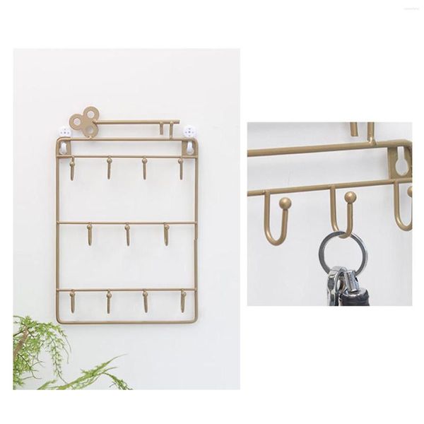 Ganchos de metal montado en la pared Key Rack Holder con 11 ganchos decorativos para máscaras de llavero o almacén de puerta de garaje