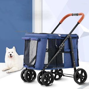 Hooks Moderne Designer Pet Stroller Large Dog Trolley Folding Travel Outdoor Supplies Persoonlijkheid 4-wiel kinderwagens