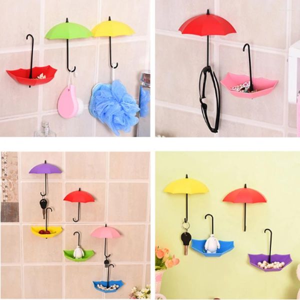 Hooks multifunción 3pcs colorido paraguas de pared gancho llave llave de peinado de la llave organizador decorativo para la sala de estar de la vajilla cocina