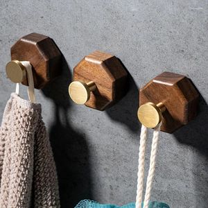 Crochets nordique noix en bois massif en laiton porche de porche décoration murale porte-clés de vêtements de vêtements d'organisateur d'organisateur étagères de rangement