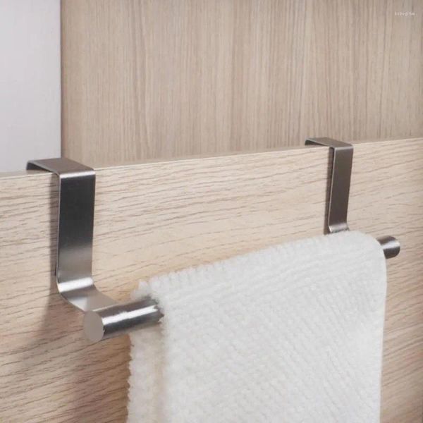 Ganchos sobre la puerta, toallero de una sola barra de acero inoxidable, colgador para estante de trapo, riel no perforado para baño y cocina