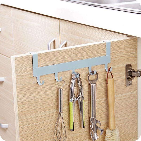 Ganchos sobre la puerta, 5 ganchos, organizador de baño para el hogar, estante para ropa, abrigo, sombrero, colgador de toallas, accesorios de baño y cocina, 5 colores