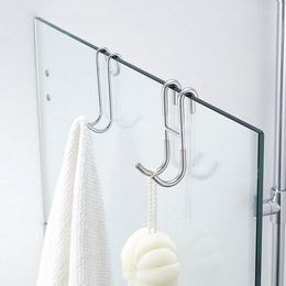 Ganchos sobre la ducha, gancho para toalla, colgador de puerta de vidrio sin marco de acero inoxidable, soporte para bata de baño, perchero para afeitadora