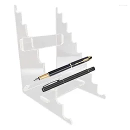 Hooks Pen Display 9-Slots Nail Art Acrylique Holder Clear Rack Organisateur pour l'école Bureau Home Store Utiliser le maquillage
