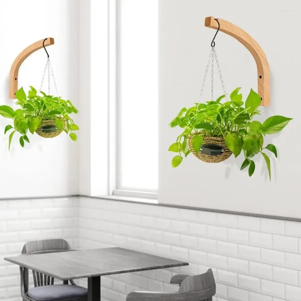 Ganchos colgador de plantas con tornillos gancho de pared colgantes de madera resistentes ahorrando espacio colgante de interiores para cestas de plantas