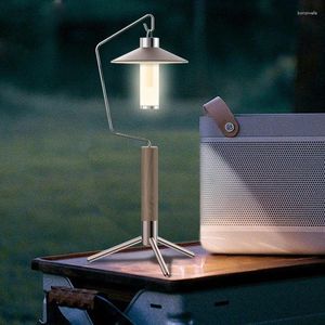 Ganchos, soporte de luz portátil para mesa de Camping con gancho, soporte de lámpara de queroseno con poste de madera de nogal desmontable de acero inoxidable