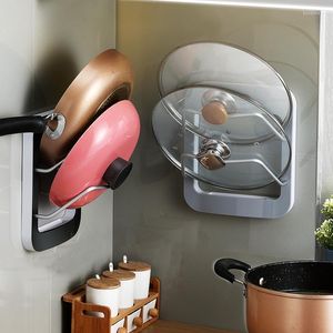 Hooks Pot Lid Holder Stand op 2-laags muur gemonteerde keuken snijplank Organisator Aluminium plank Pan Cover opslagrek