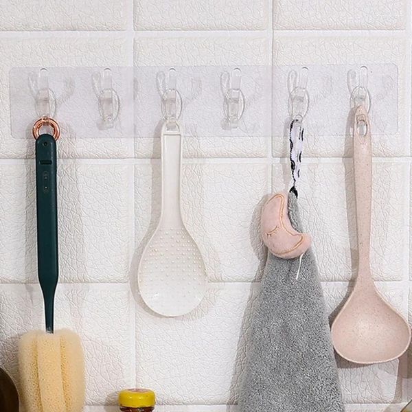 Ganchos Adhesivo sin perforaciones Gancho impermeable Bolsa Sombrero Colgando Baño Estantes de cocina Colgador montado en la pared Ventosa