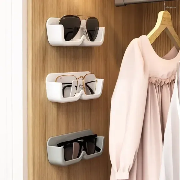 Ganchos para almacenamiento de gafas sin perforaciones, soporte de exhibición para gafas de sol montado en la pared, caja decorativa para guardarropa, organizador de gafas de sol