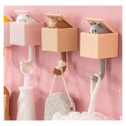 Haken rails 1 creatieve kat schattige naadloze slaapkamer deur haak sleutel paraplu handdoek hoed hoed rek muur decor inventaris groothandel dr dhu49