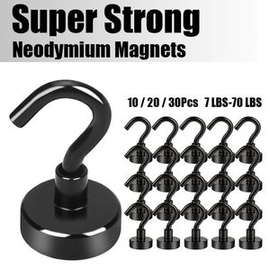 Hooks Rails 10 20 30 pcs sterke magnetische haak 70 pond max zware magneet 3coating neodymium voor keuken garage grill cup sleutelhanger 230615
