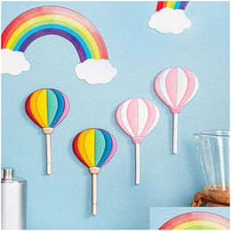 Haken Rails 100 stks/partij Hand Ins Regenboog Muur Decor Haken Zak Stof Kledingrek Waterdicht Badkamer Handdoek Verschillende Kleuren Non-Ma Dhb5O