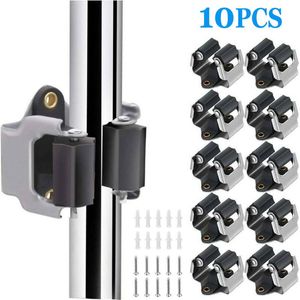 Hooks Rails 10 stks wandmontage dweil en bezemhouder gereedschap organisatoren voor keuken garage laundry room anti-slip hanger bezems mops garagehooks