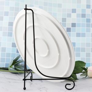 Hooks Rails 1 stks Iron Plate Rack Display Stand Ezel Craft Beugel Boekhouder PO Voetstuk Bowl Picture Frame Woondecoratie