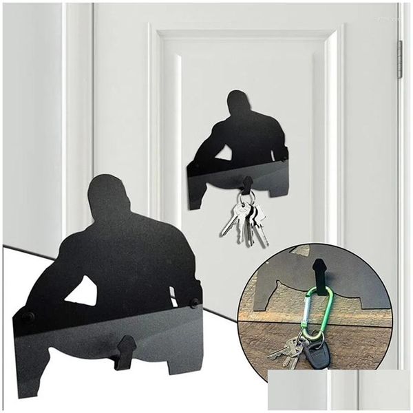 Hooks Rails 2pc Black Metal Barry Wood Key Suppil Hook ADT Funny Creative Wall Hanging Drop entrega Hogar Garden Housekee Dhfkz