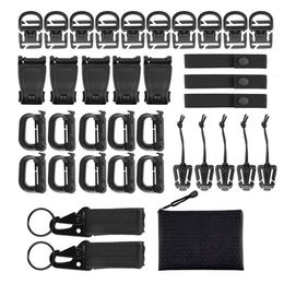 Haken Rails 35Pcs Molle Bijlagen Tas Clip Riem Set Rugzak Singels Voor Vest Riem Met Ritssluiting Pouch291W