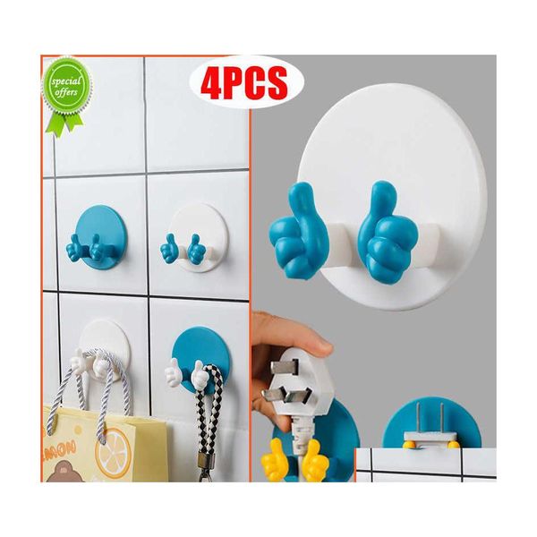 Ganci Rails 4/2/1 Pz Creativo Wall Plug Holder Punch Adesivo Portachiavi Appendiabiti Gancio Asciugamano da bagno Rasoio Rack Utensili da cucina Drop Del Dh6Um