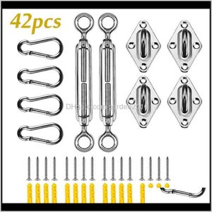 Crochets Rails 42pcs Accessoires d'auvent Kit d'installation en acier inoxydable lourd rectangulaire pour voile d'ombrage triangulaire carré Otij9 Iyf7U