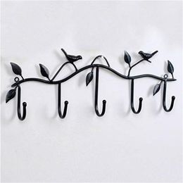 Hooks Rails 5 Birds Hanger Decoratieve hangende muurhaak opberghouder voor jas hoed sleutel paraplu handdoek cap rek MA091