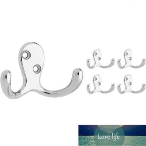 Hooks Rails 5-pack Double Prong Robe Hook, 5-pack, gepolijst chroom, gebruik voor hoeden, tassen, gewaden en handdoeken, muur zijn perfect huis, kit1 Fabriek prijs expert ontwerp kwaliteit laatste