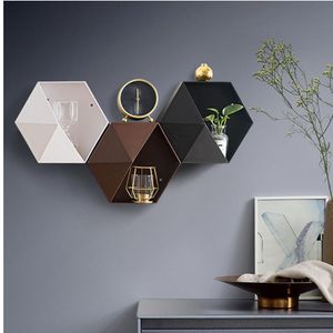 7 Colors Hexagonal Resin Hanging Shelf | Modern Wall Decor Storage