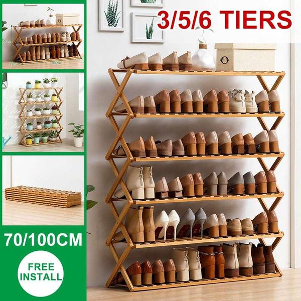 Crochets Rails 70/100CM 3/5/6 niveaux pliable Pot de fleur en bois plante support/chaussures étagère sans installation Pots support affichage