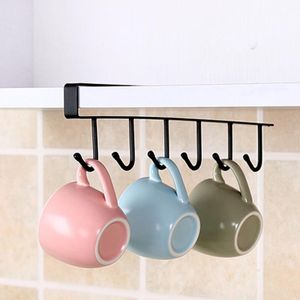 Hooks Rails Zwart -witte multifunctionele nagel gratis haak mokhouder onder plankrek hanger koffiekopje voor keuken1