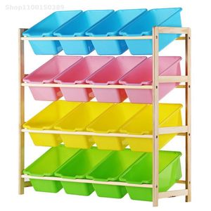 Hooks Rails Children's Solid Wood Toy Storage Rack Kindergarten Babybox Multi-layer Classificatiekastafwerking Hooks