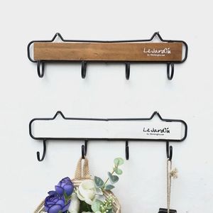 Haken rails creatieve tuin retro houten smeedijzeren 4 haak muur hangende decoratie kleding hoed sleutel meubels slaapkamer plank stora